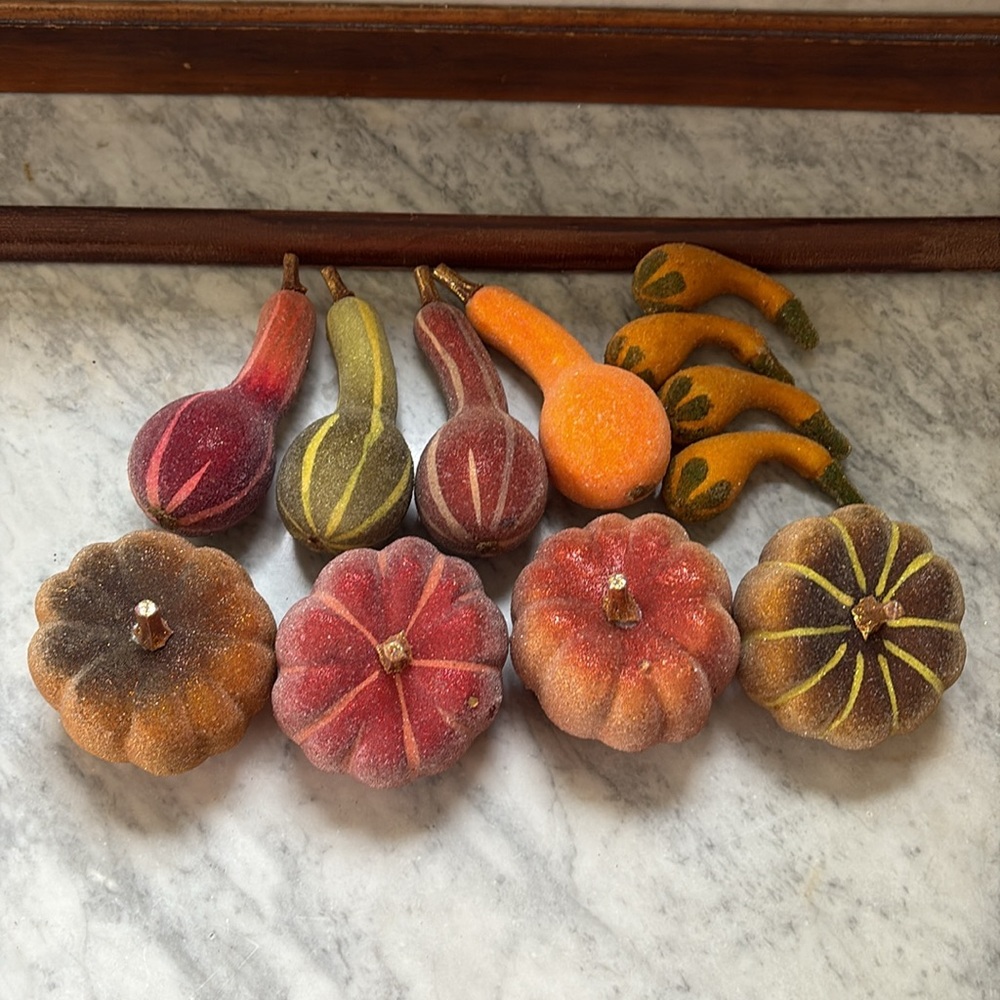 BUNDLE Decorative Fall Filler Autumnal Beaded & Velvet Pumpkins, Gourds, Acorns - Picture 6 of 15